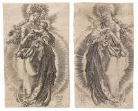 Albrecht Durer, (German, 1471-1528), Virgin on a Crescent with a Starry Crown 1508 (accompanied by an additional engraving after Durer)