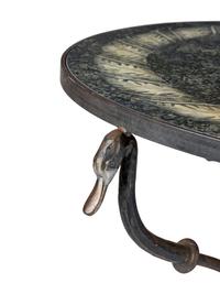 A Steel and Faux Scagliola-Painted Side Table