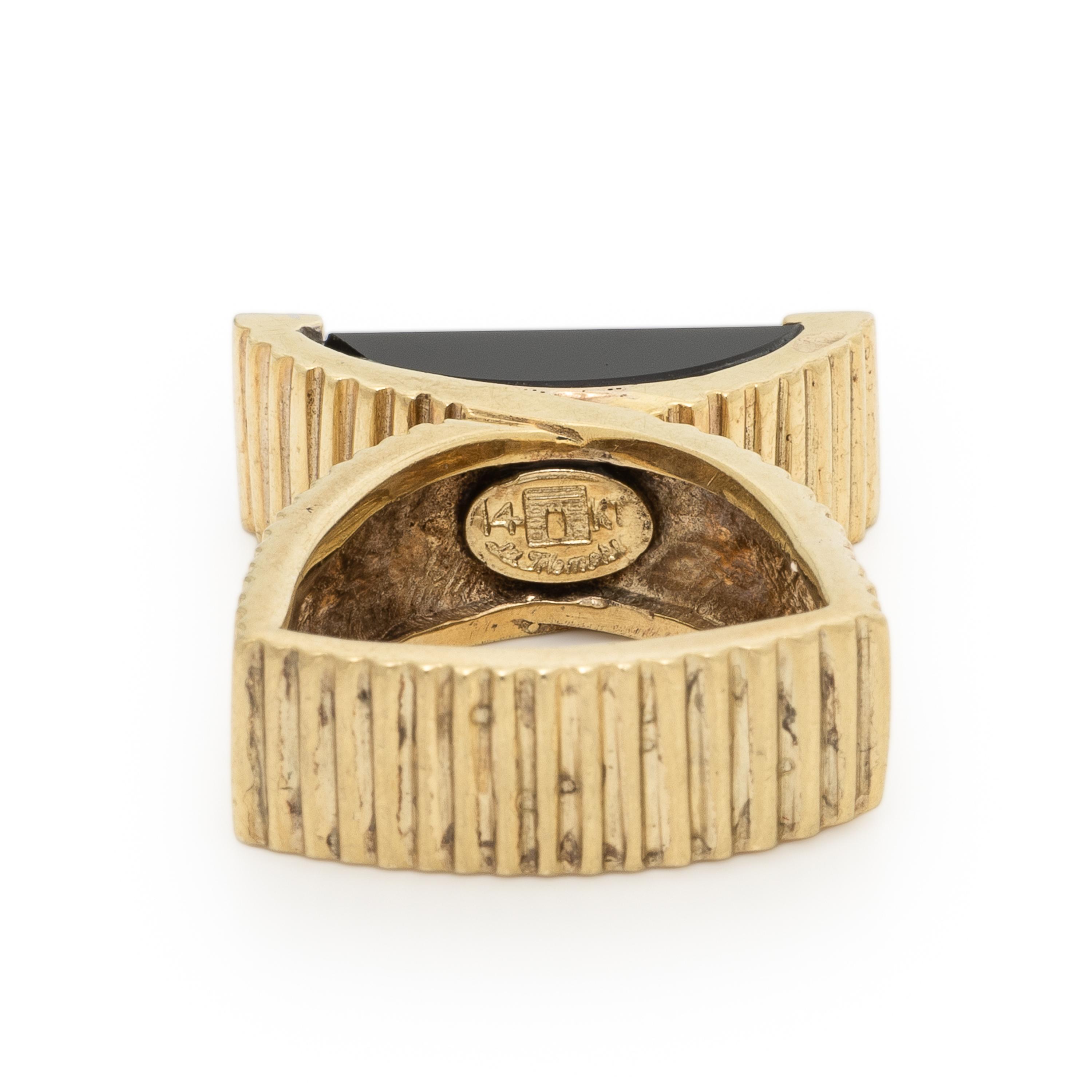 La Triomphe, Onyx, Diamond, and Yellow Gold Ring