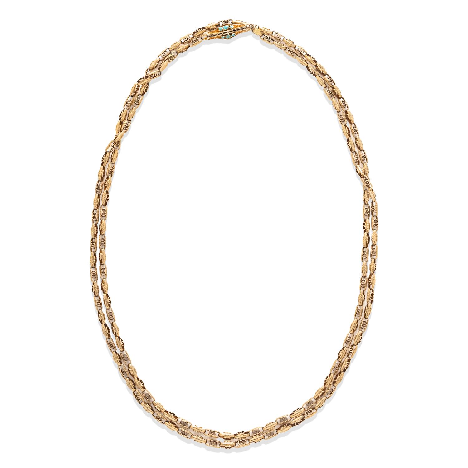 VICTORIAN, YELLOW GOLD FANCY LINK NECKLACE