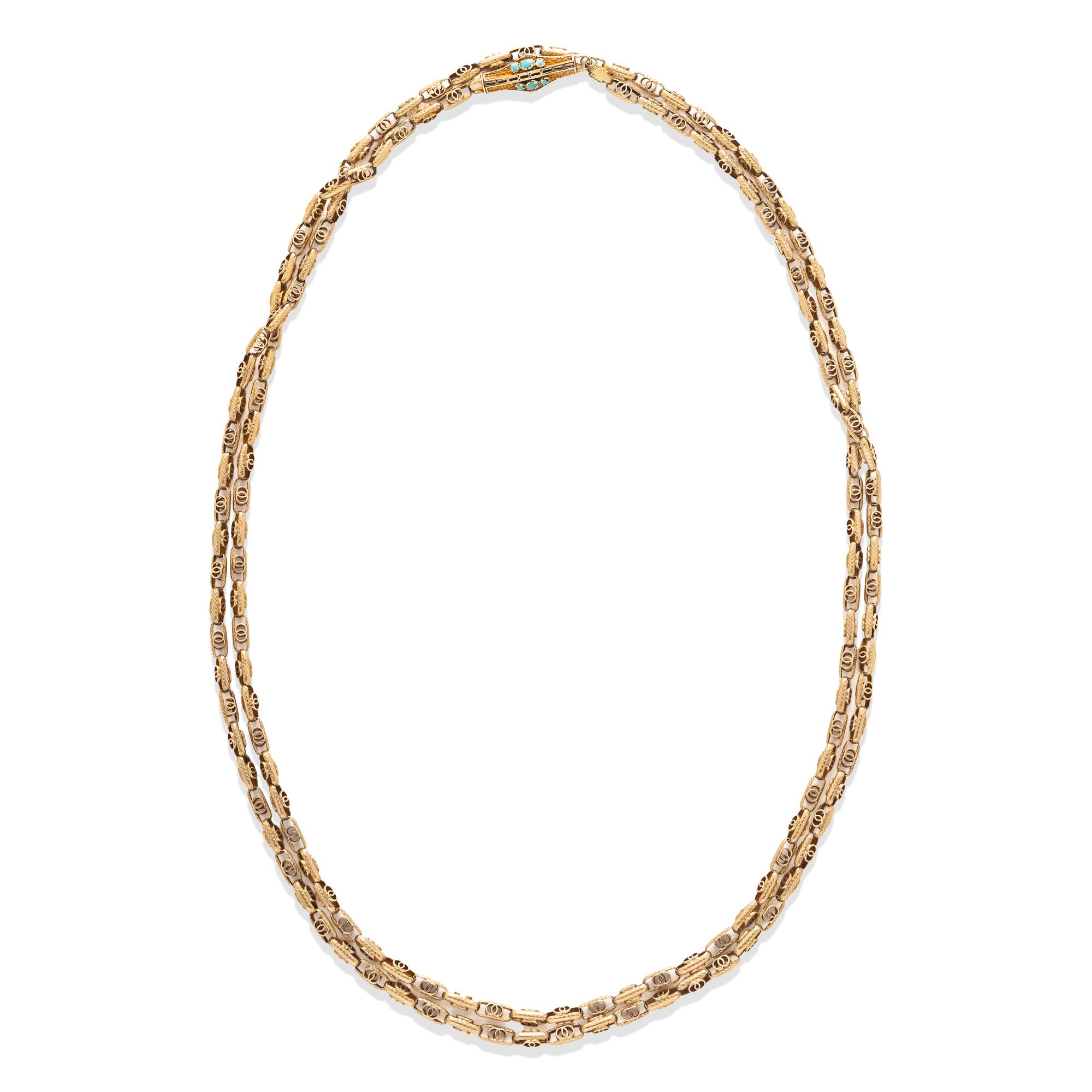 VICTORIAN, YELLOW GOLD FANCY LINK NECKLACE