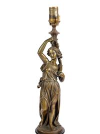 A Pair of French Bronze Figures Mounted as Lamps