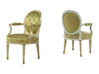 A Pair of Italian Painted and Parcel Gilt Armchairs