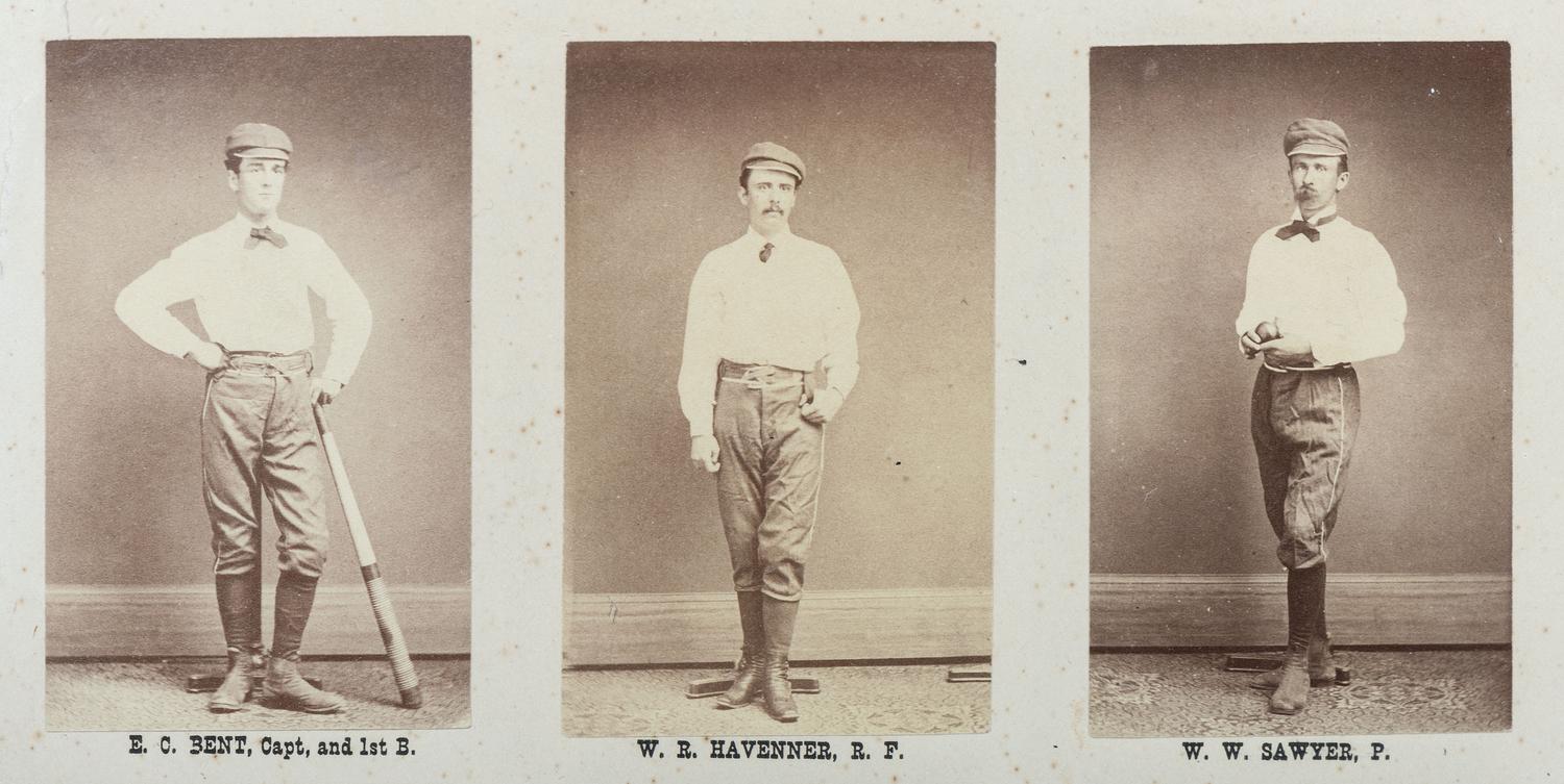 [SPORTS - EARLY PHOTOGRAPHY]. Albumen photograph display of the Cheyenne Base Ball Club; Champions of Wyoming Territory. 1874.