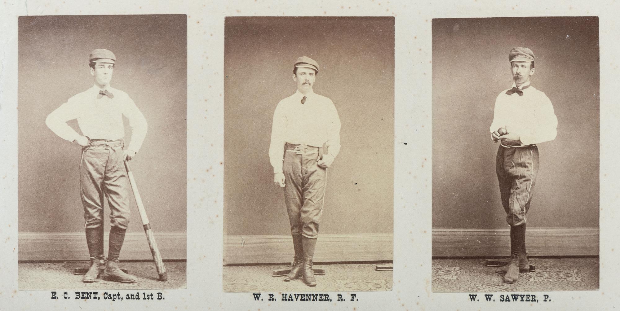 [SPORTS - EARLY PHOTOGRAPHY]. Albumen photograph display of the Cheyenne Base Ball Club; Champions of Wyoming Territory. 1874.