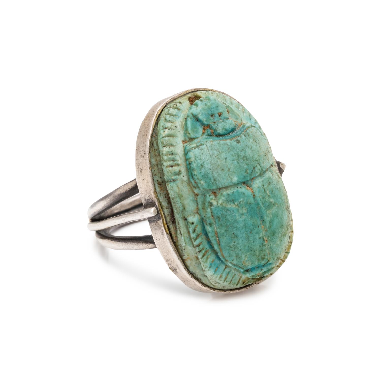 SILVER AND ANCIENT SCARAB RING