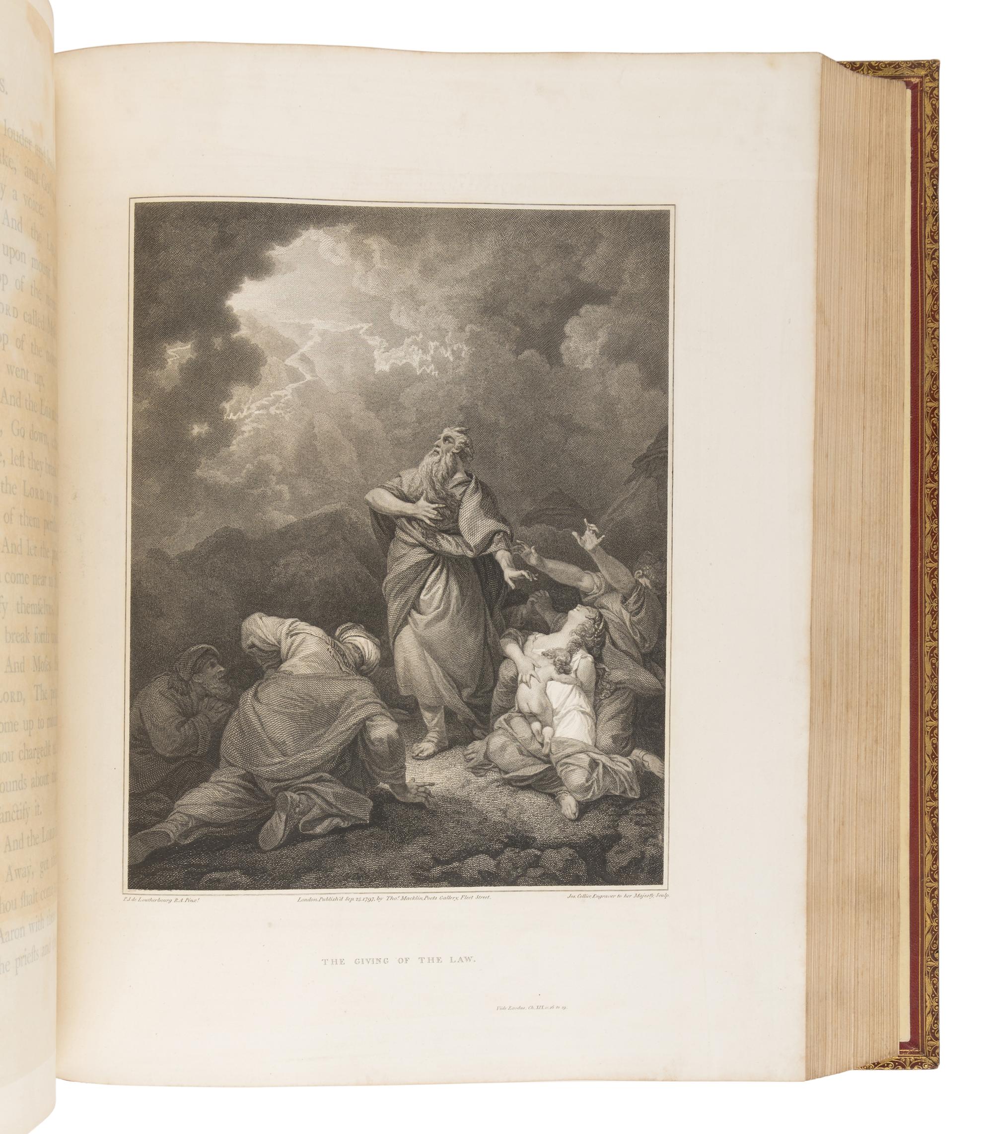 [BIBLE, in English] -- [THE MACKLIN BIBLE]. The Old [and New] Testament, embellished with Engravings, from Pictures and Designs by the Most Eminent English Artists . London: Thomas Bensley for Thomas Macklin, 1800.