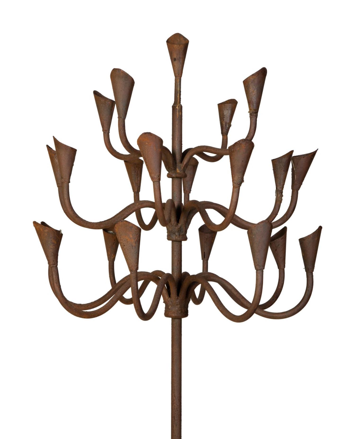 Three Wrought Iron Calla Lily Design 21-Light Torcheres — 20TH CENTURY