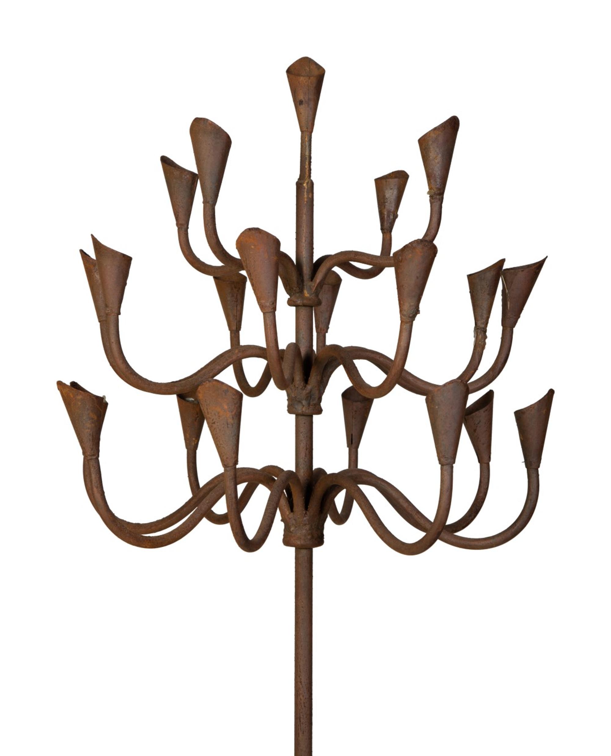 Three Wrought Iron Calla Lily Design 21-Light Torcheres — 20TH CENTURY