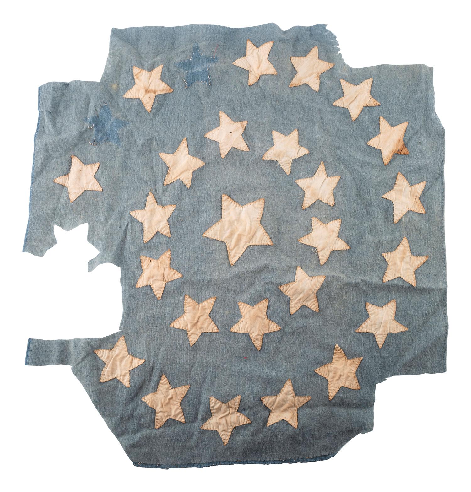 [CIVIL WAR] -- [FLAGS]. A collection of fragments from various Civil War-period flags, comprising: