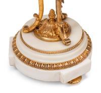 A Pair of Louis XVI Style Gilt Bronze and Marble Seven-Light Candelabra