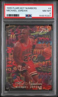 A 1995-96 Flair Michael Jordan Hot Numbers Basketball Card No. 4 (PSA 8 NM-MT)