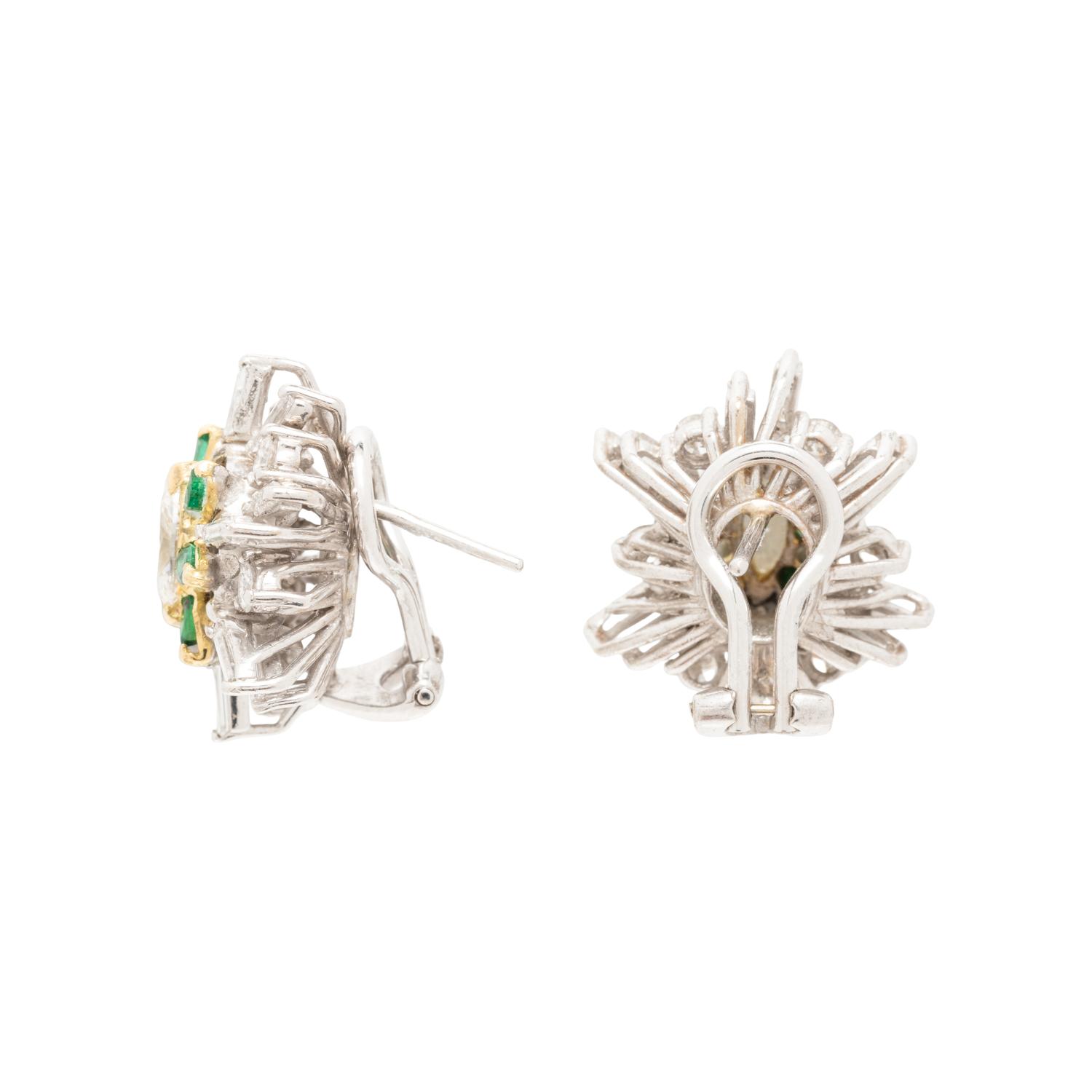 DIAMOND AND EMERALD EARRINGS AND PENDANT NECKLACE