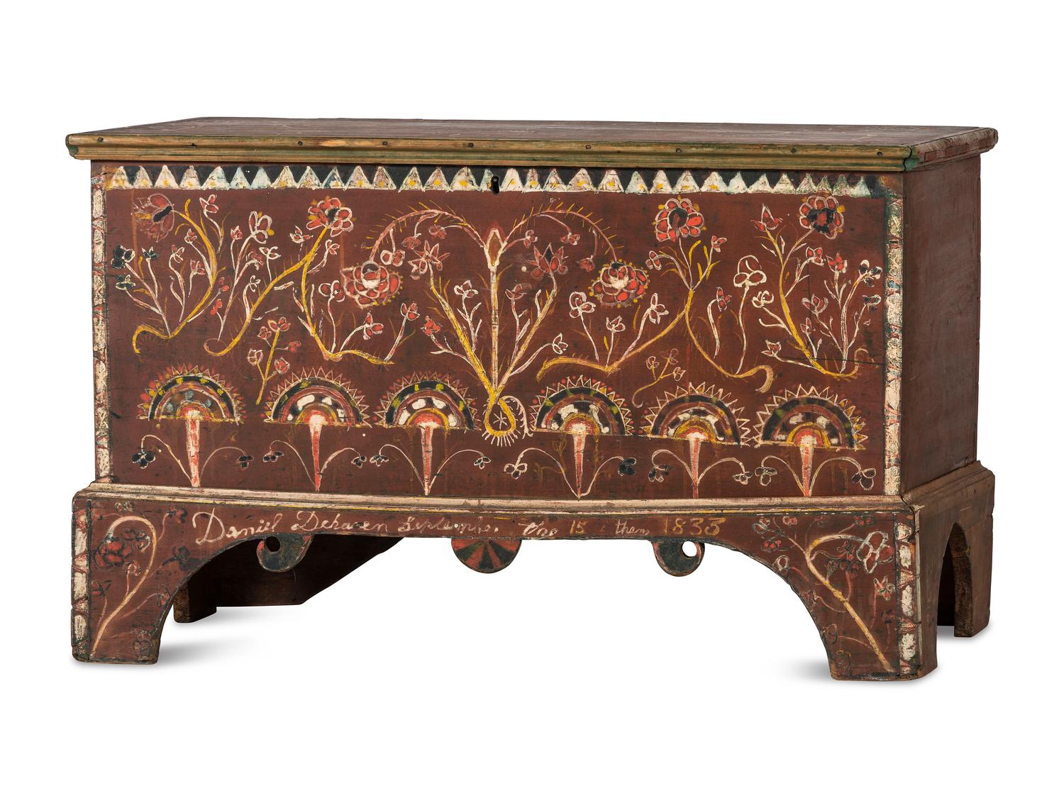A Late Chippendale Painted Poplar Blanket Chest