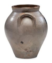 A Daniel Fisk Cobalt Decorated One Gallon Stoneware Crock