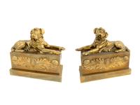 A Pair of Bronze Mastiff-Form Chenets — 19TH CENTURY