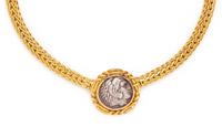YELLOW GOLD AND COIN NECKLACE
