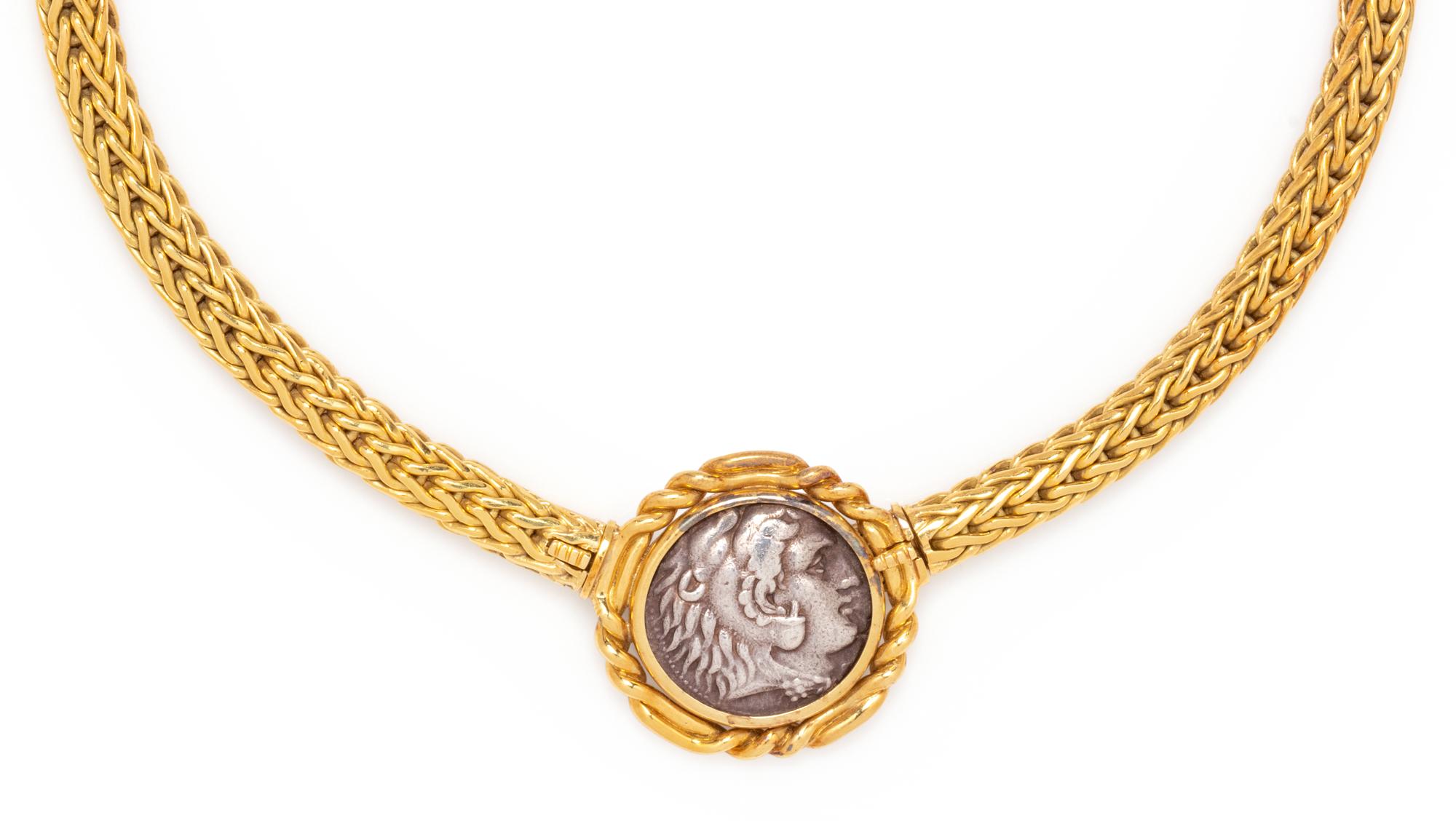 YELLOW GOLD AND COIN NECKLACE