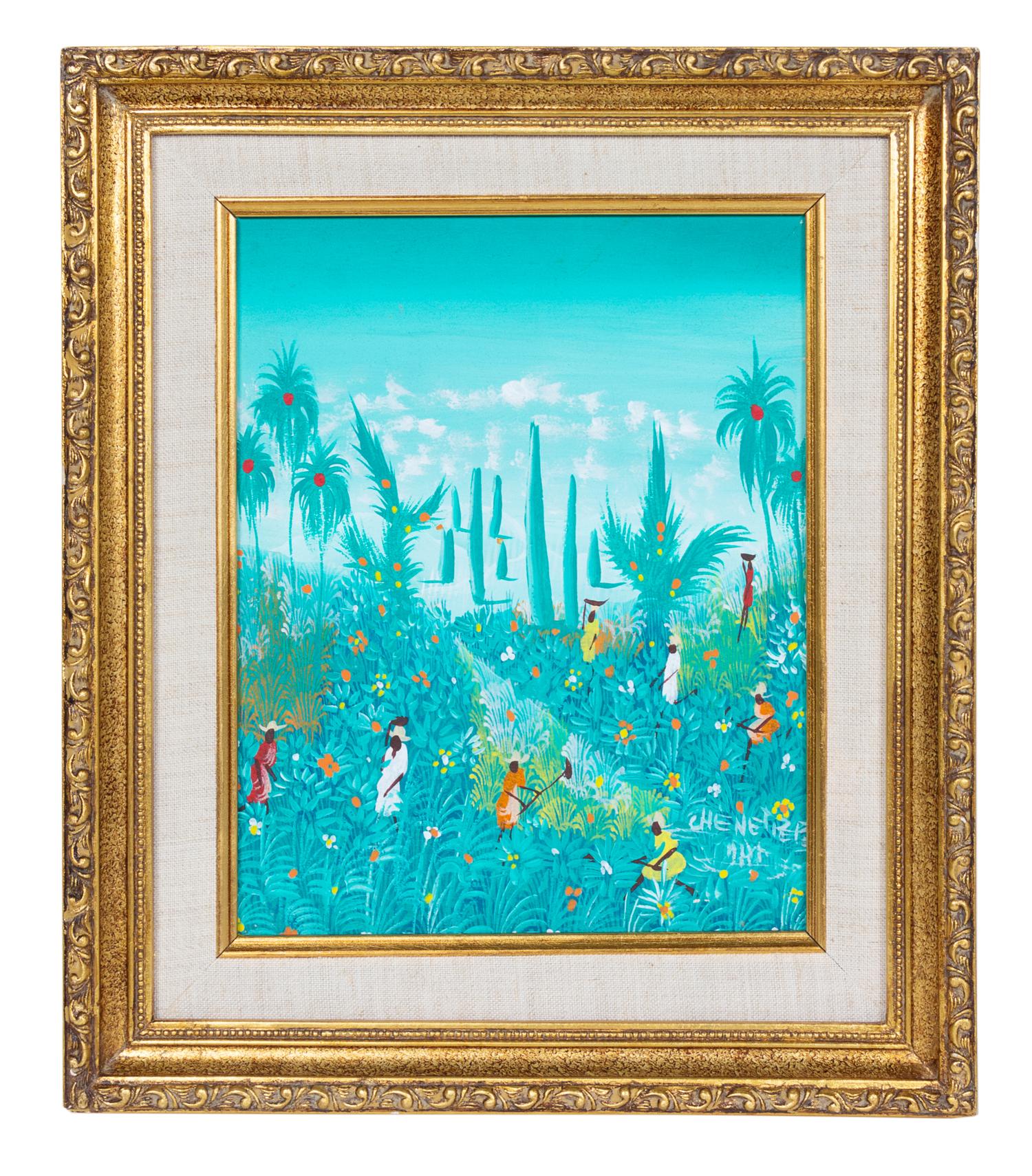 Artist Unknown (Haitian, 20th century) Field Workers oil on…