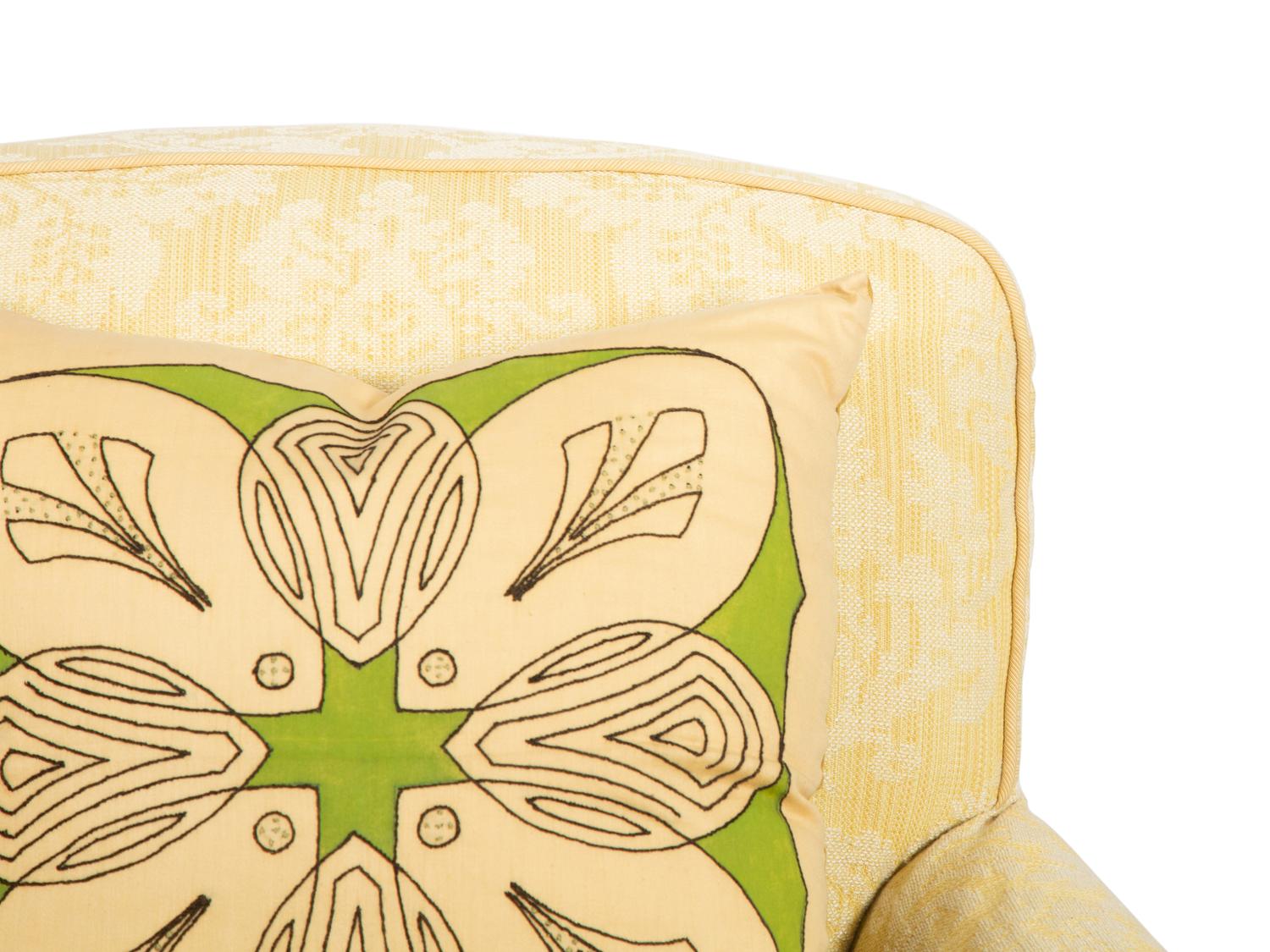 A Yellow Cotton-Slip Covered Club Chair