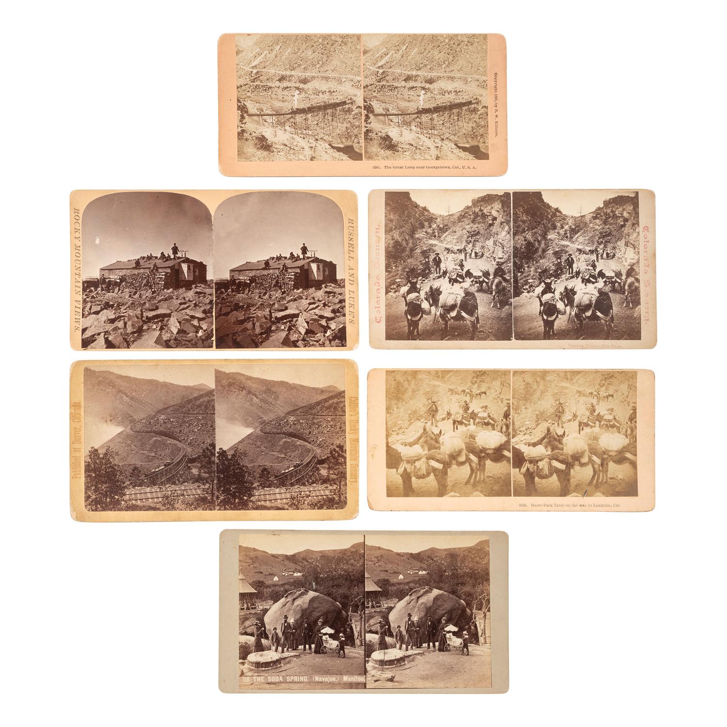 [COLORADO]. A group of stereoviews, albumens, and silver gelatin photographs of Colorado, comprising: