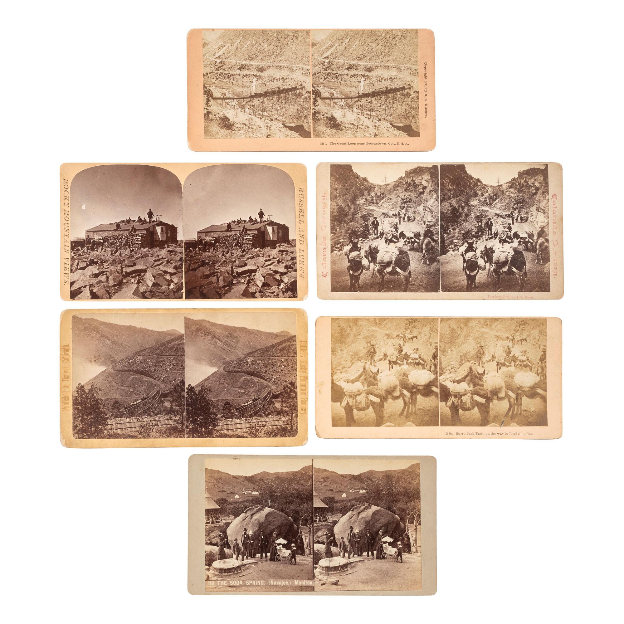 [COLORADO]. A group of stereoviews, albumens, and silver gelatin photographs of Colorado, comprising: