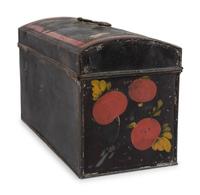 A Toleware Pomegranate or Cherry Paint Decorated Dome-Top Box