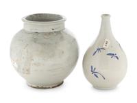 Two Korean Blue and White Porcelain Vessels