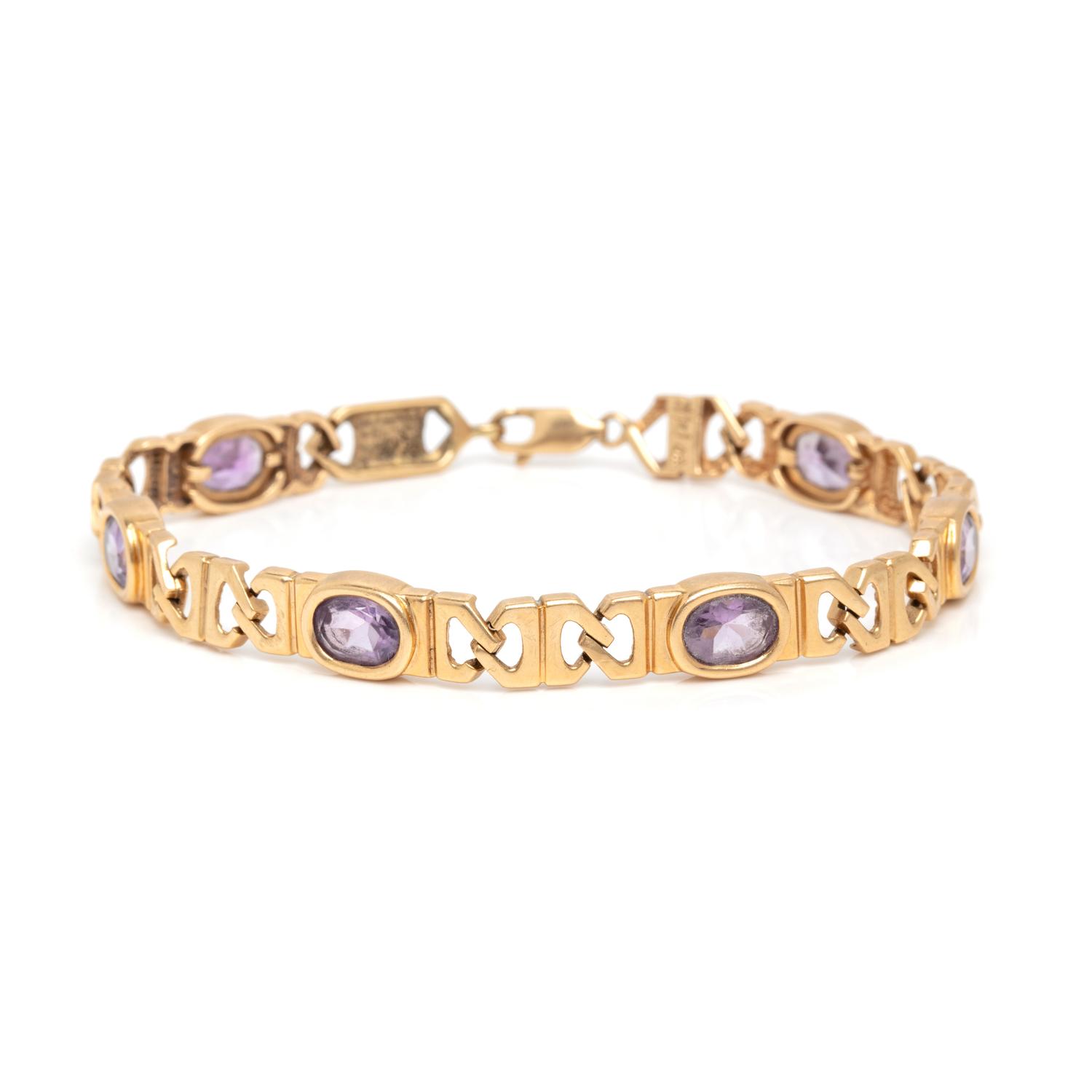 THREE MULTI-GEMSTONE AND YELLOW GOLD BRACELETS
