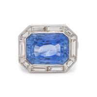 UNHEATED CEYLON SAPPHIRE AND DIAMOND RING