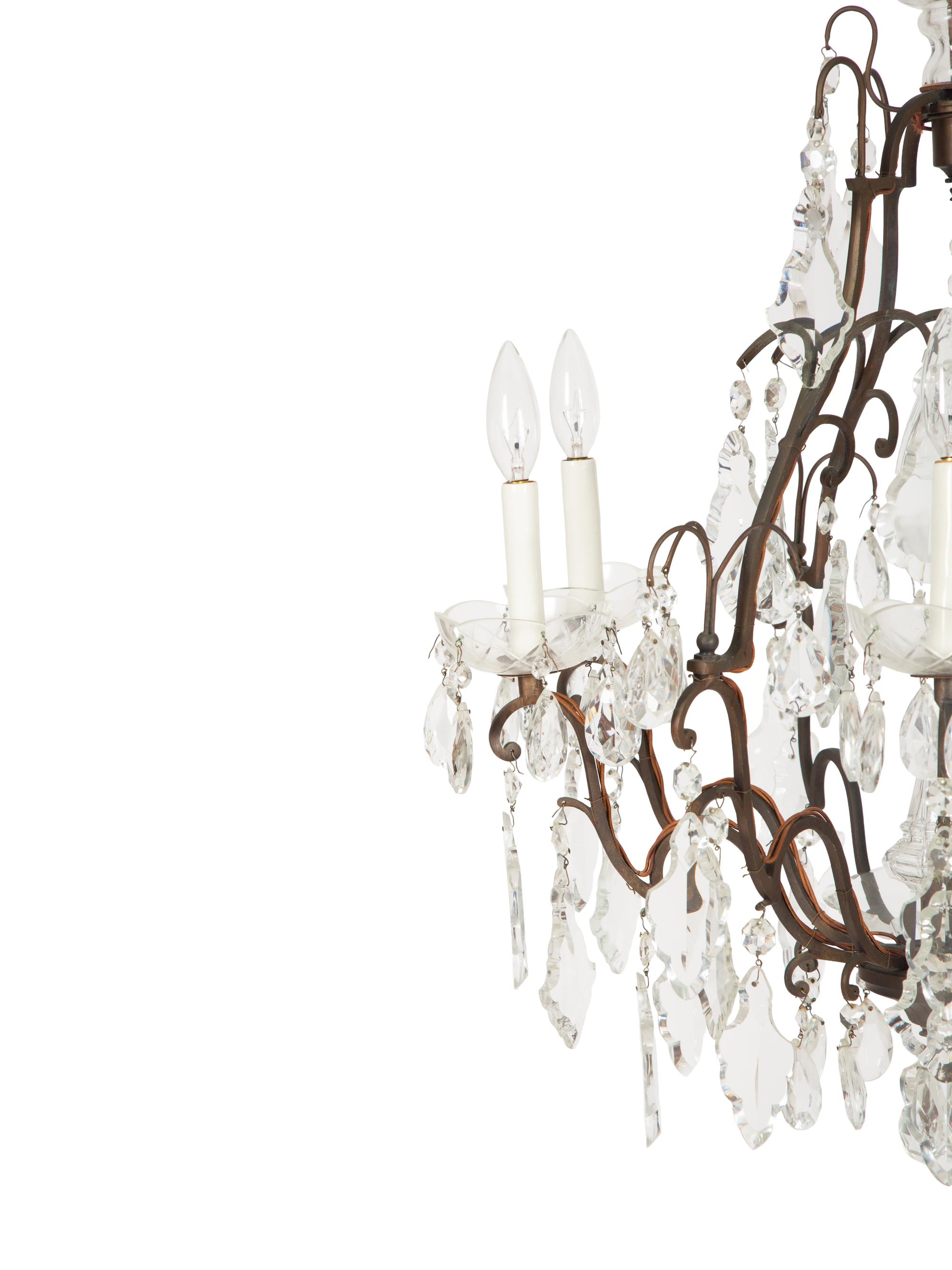 A Louis XV Style Cut Glass and Gilt Metal Chandelier