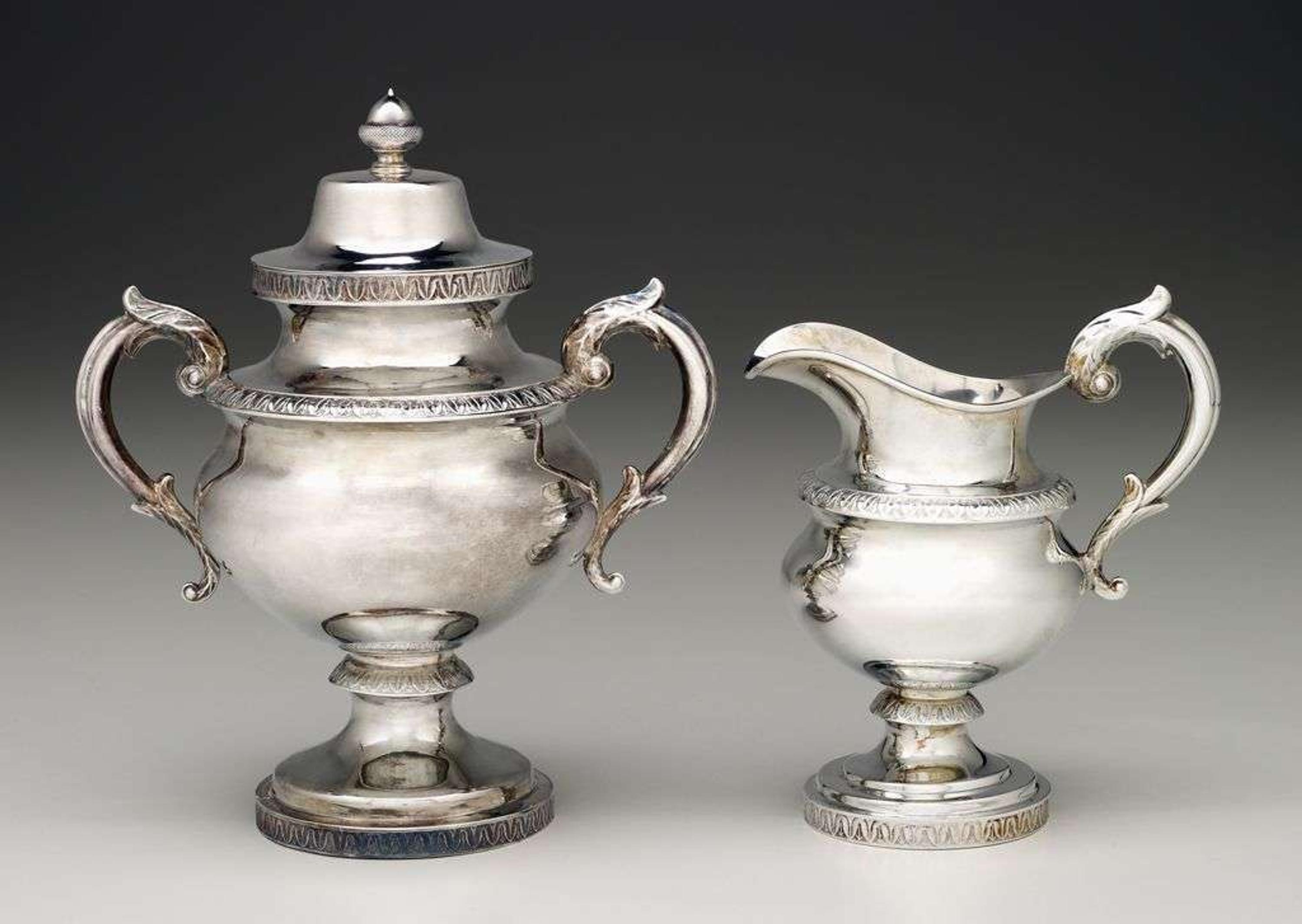Large silver covered sugar and creamer r & w wilson, philadelphia, pa, 19th century