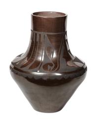 Carmelita Dunlap (1925-1999) San Ildefonso Black on Brown Olla Height 16 x width 13 inches