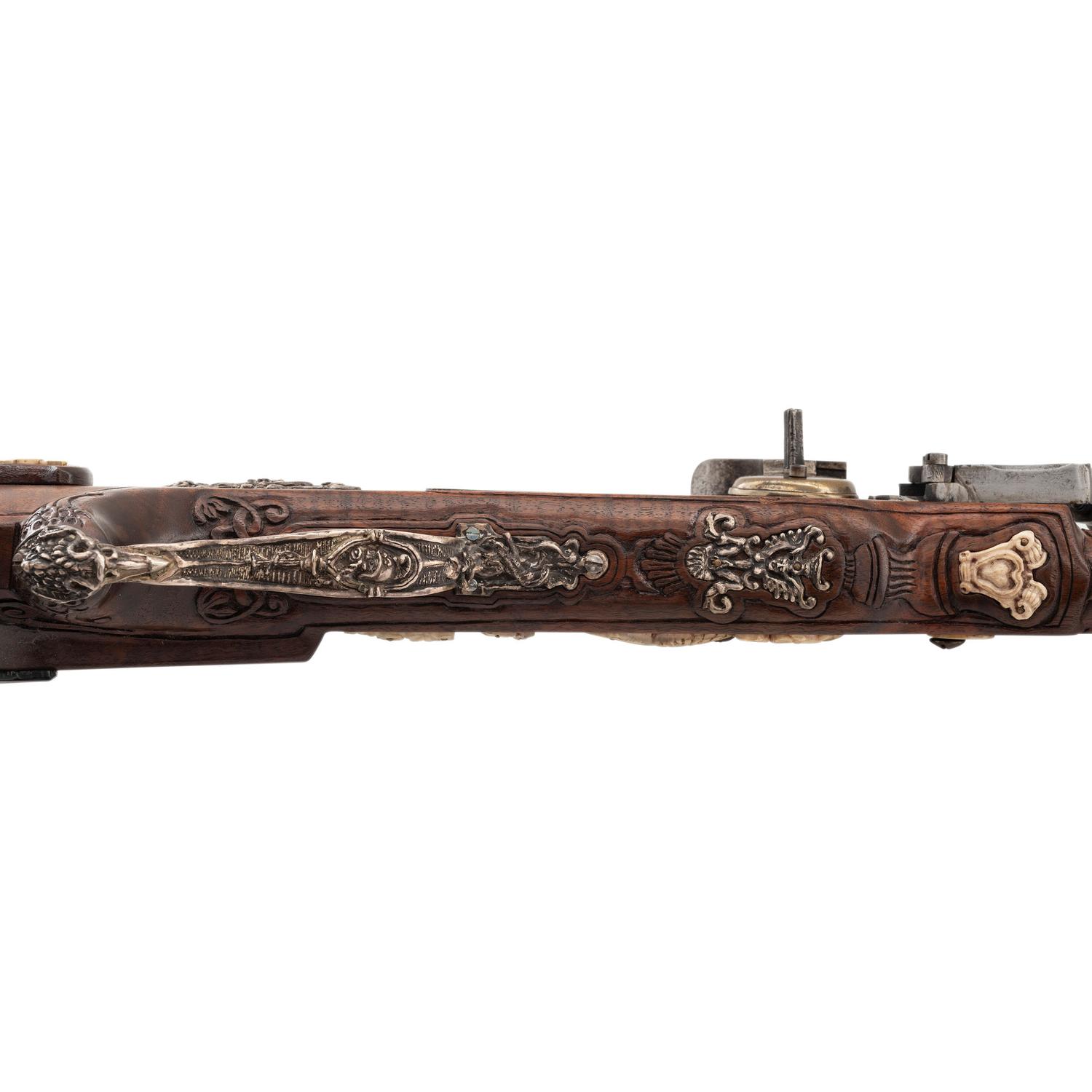 Contemporary Wheellock Rifle with Death Motifs by John B. Derrick (American, b.1936)
