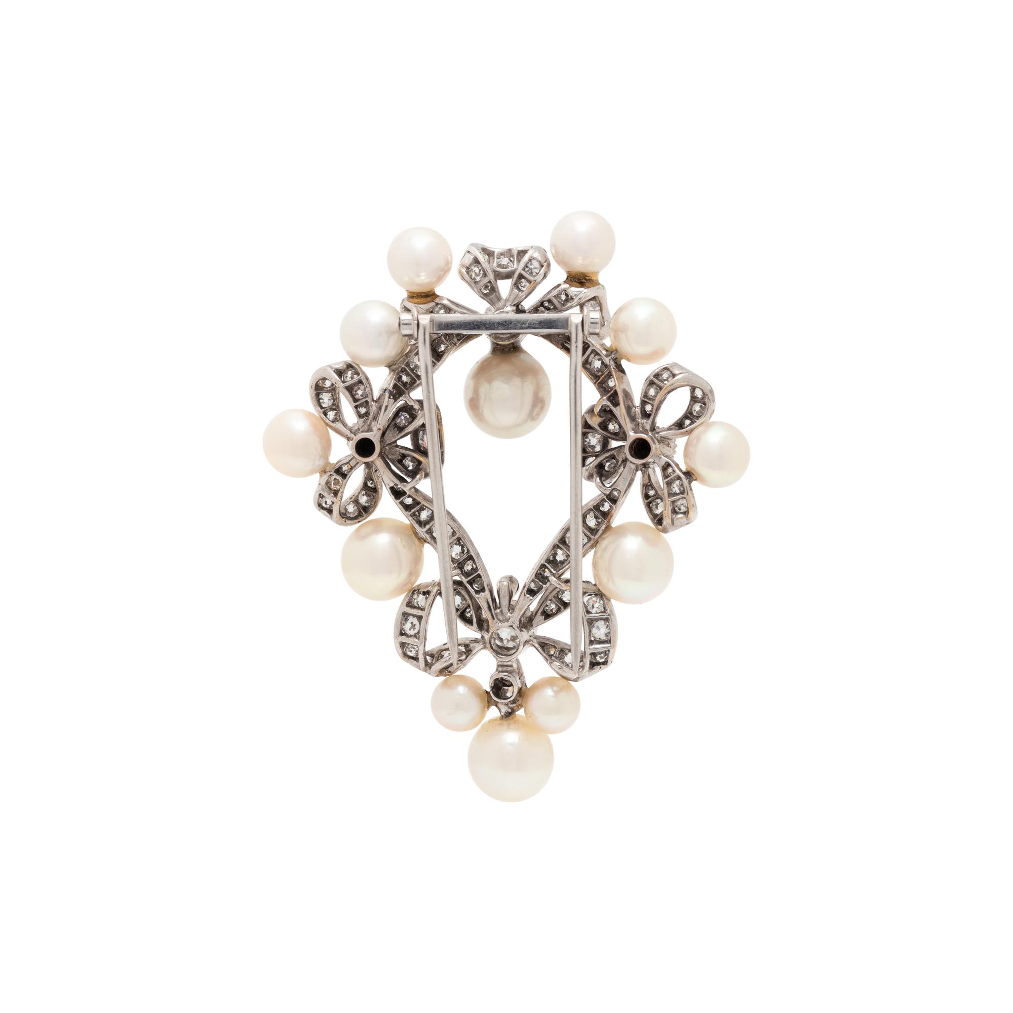 EDWARDIAN, CULTURED PEARL AND DIAMOND BROOCH