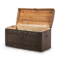 A Continental Leather and Brass Mounted Blanket Chest