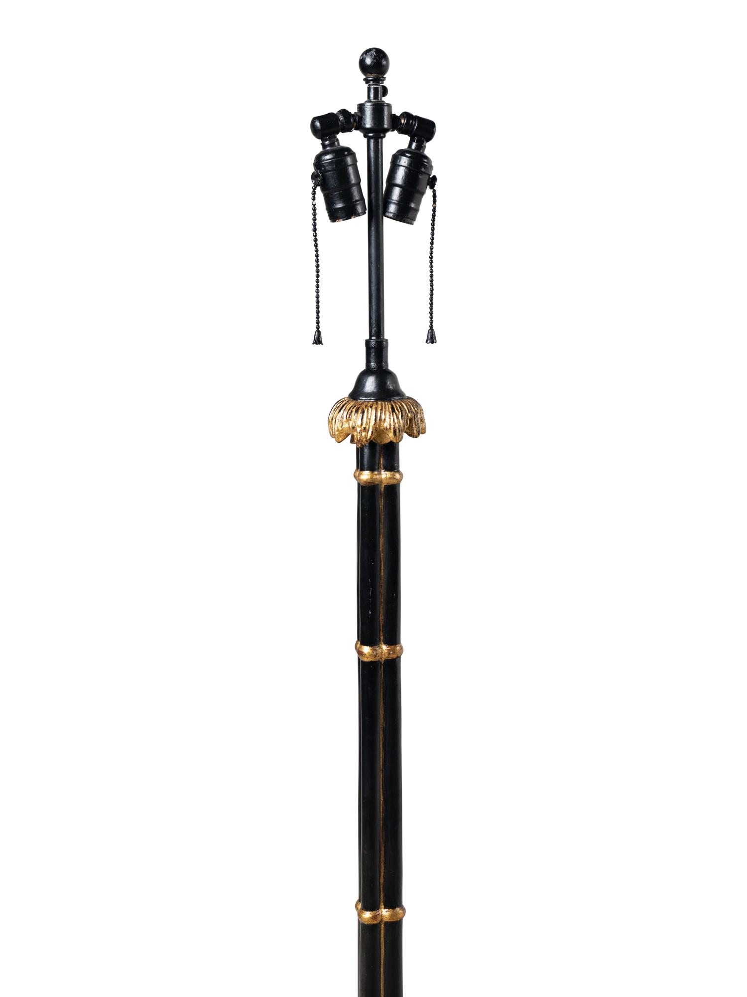 A Regency Style Painted and Parcel-Gilt Floor Lamp