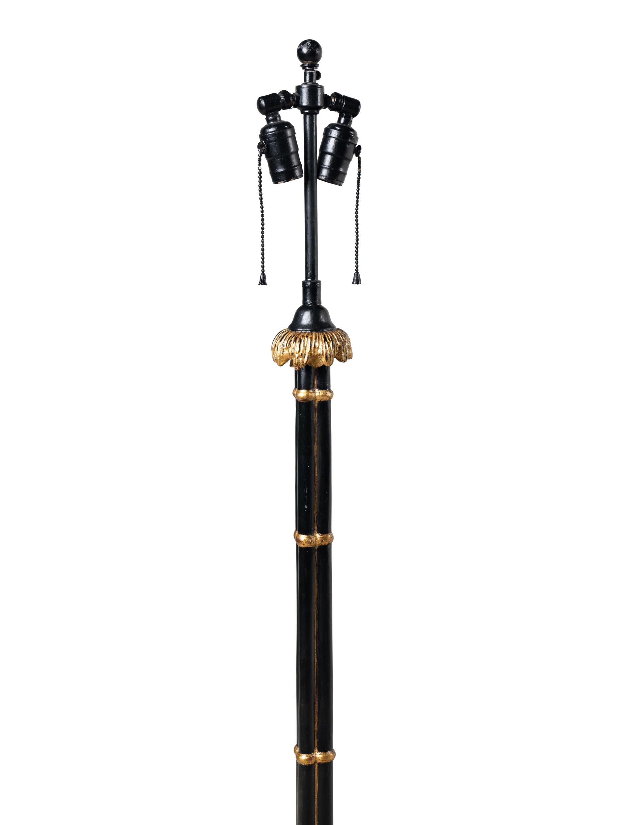 A Regency Style Painted and Parcel-Gilt Floor Lamp