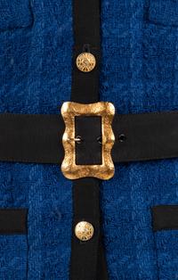 Chanel Blue Skirt Suit with Belt, 1990-2000s