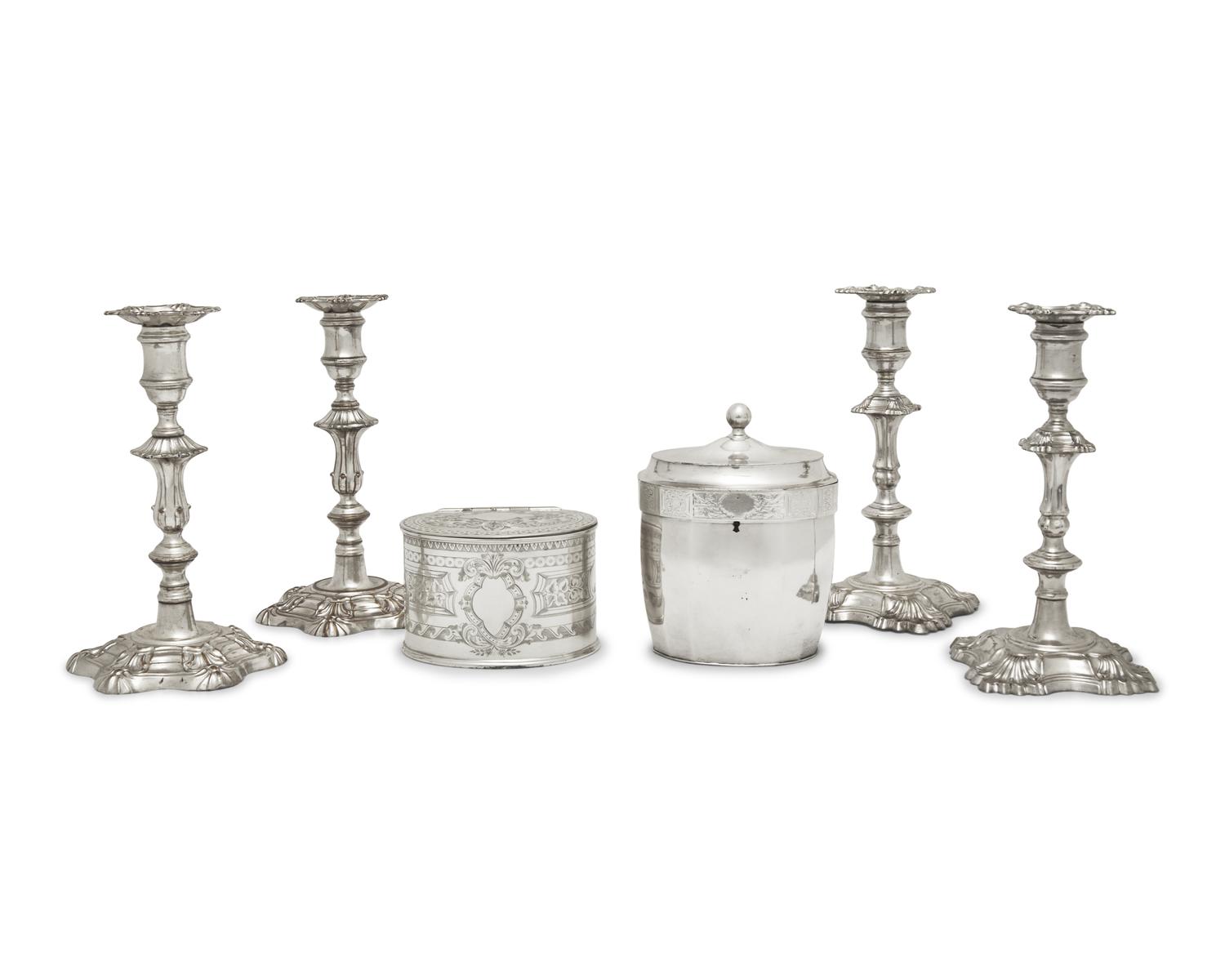 An Assorted Group of Six Sheffield or Silver-Plated Tablewares