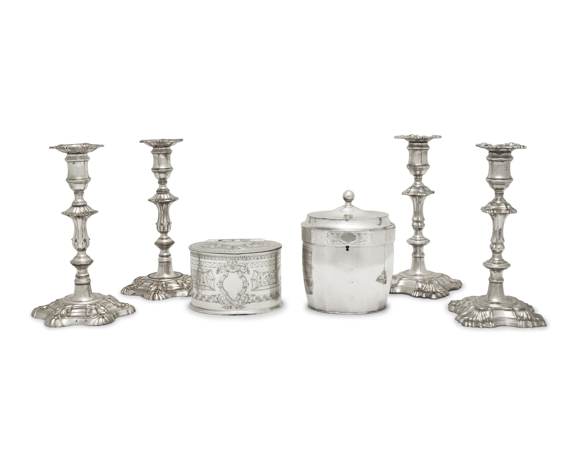 An Assorted Group of Six Sheffield or Silver-Plated Tablewares