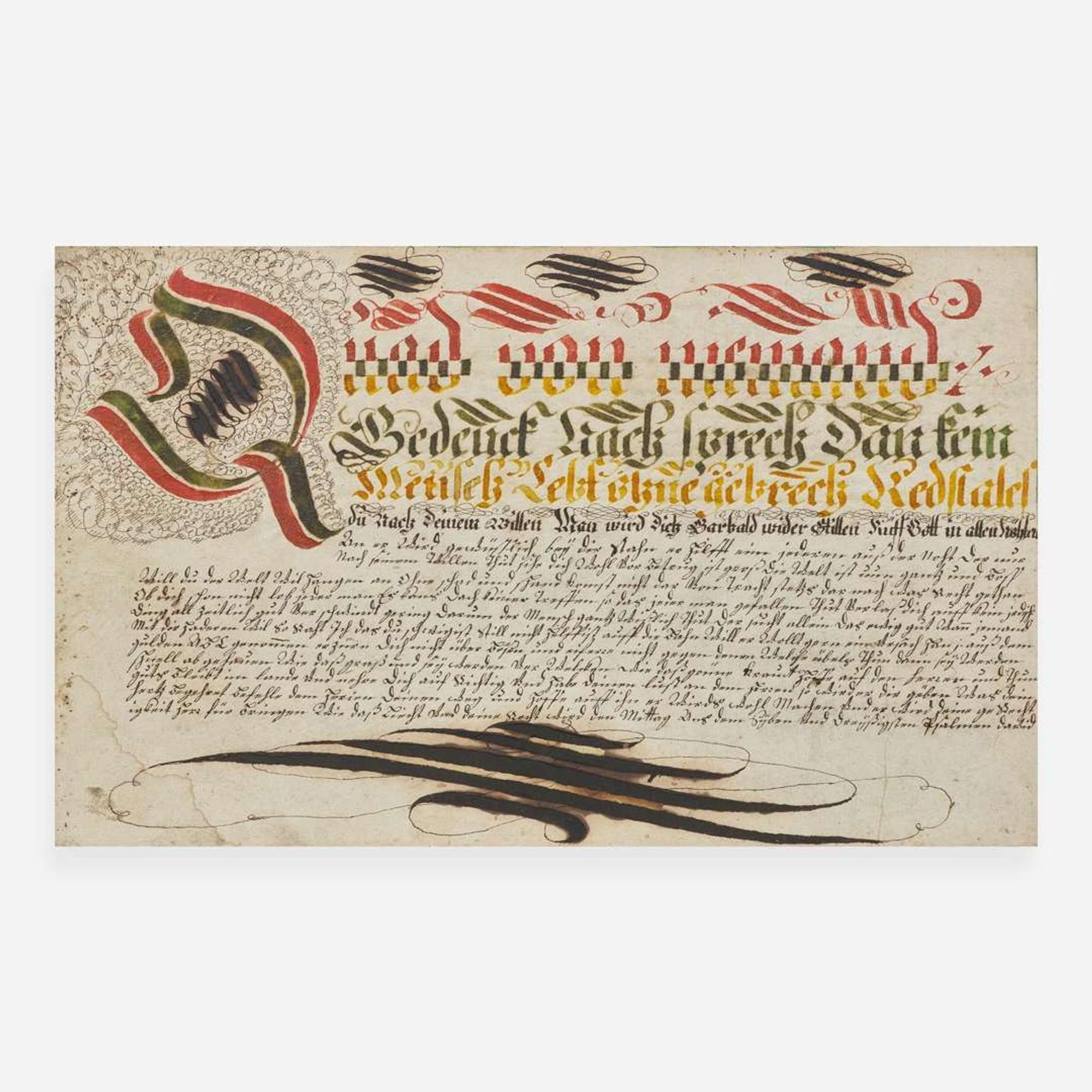 German School late 18th / early 19th century, A Fraktur: Vorschrift