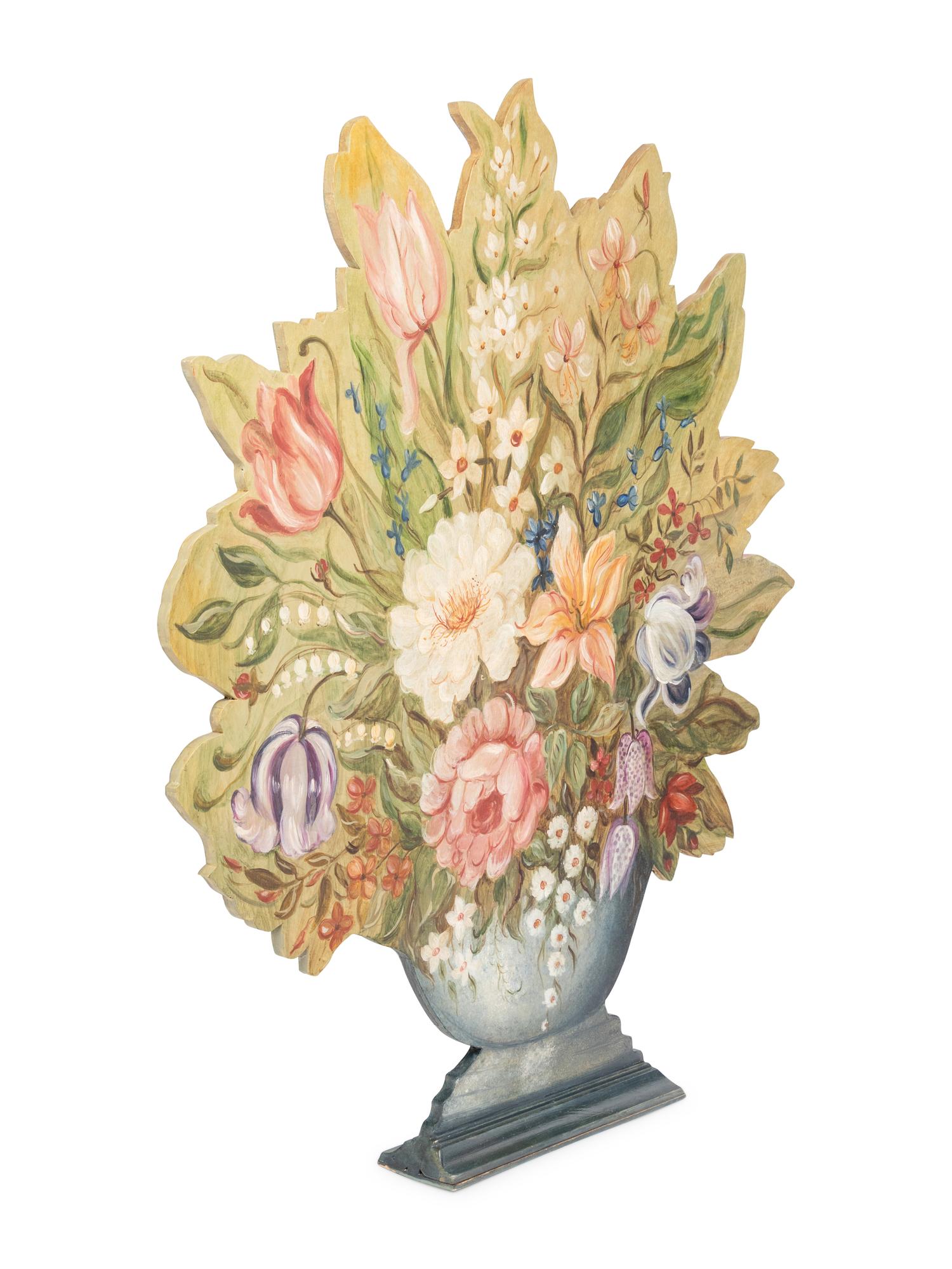 A Painted Wood Dummy Board and a Similar Fire Screen