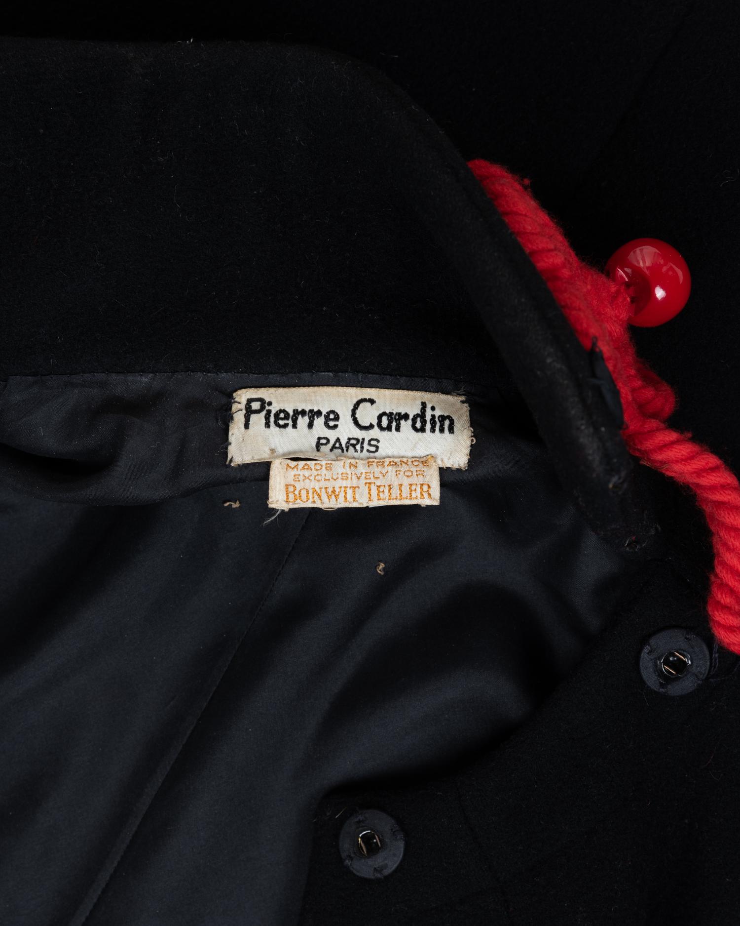 Two Pierre Cardin Coats: One Black, One Brown Vinyl Coated Tweed, 1960-70s
