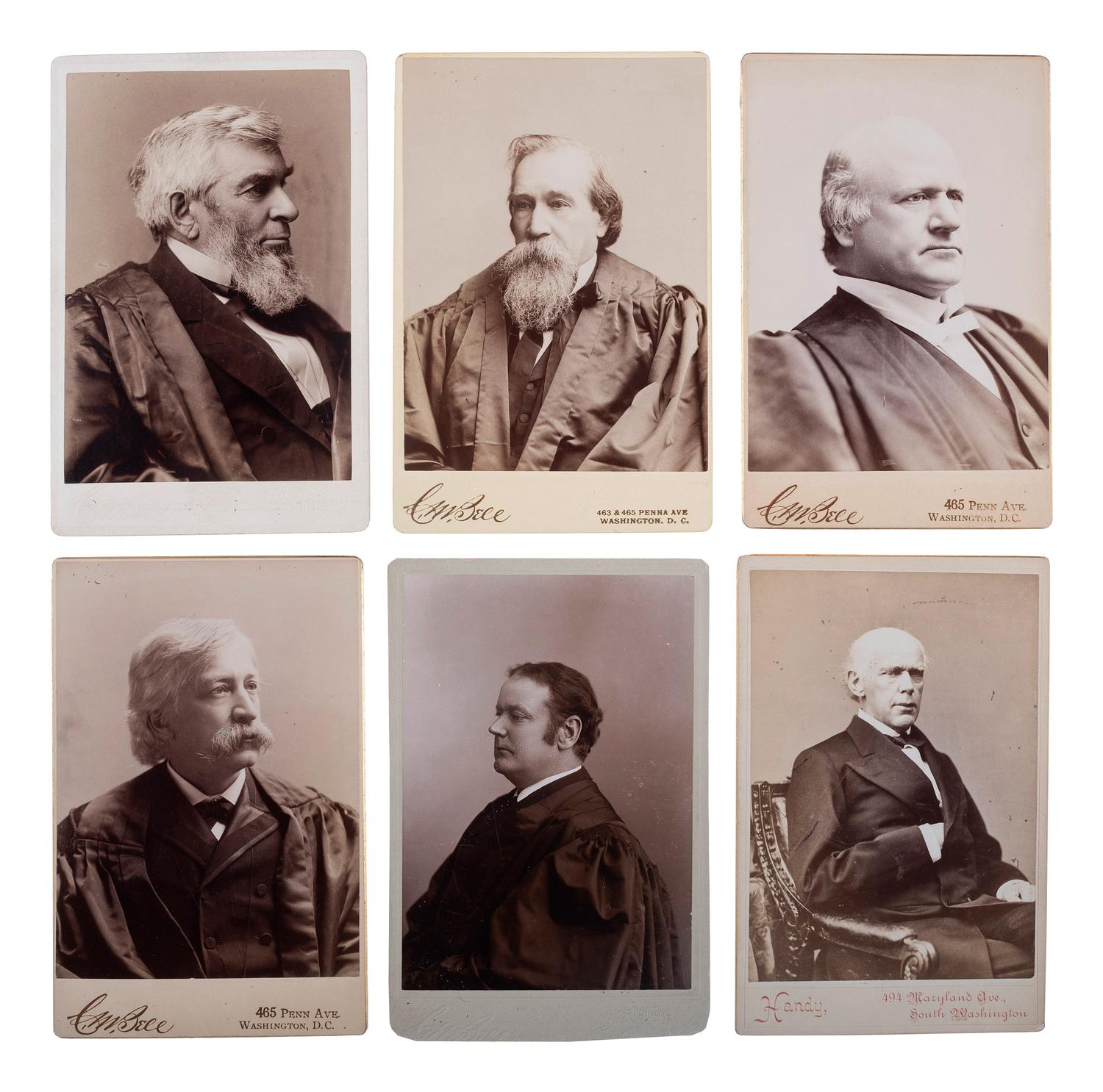 [SUPREME COURT]. A group of 6 cabinet card portraits of justices, notably Salmon P. Chase and other chief justices, comprising:
