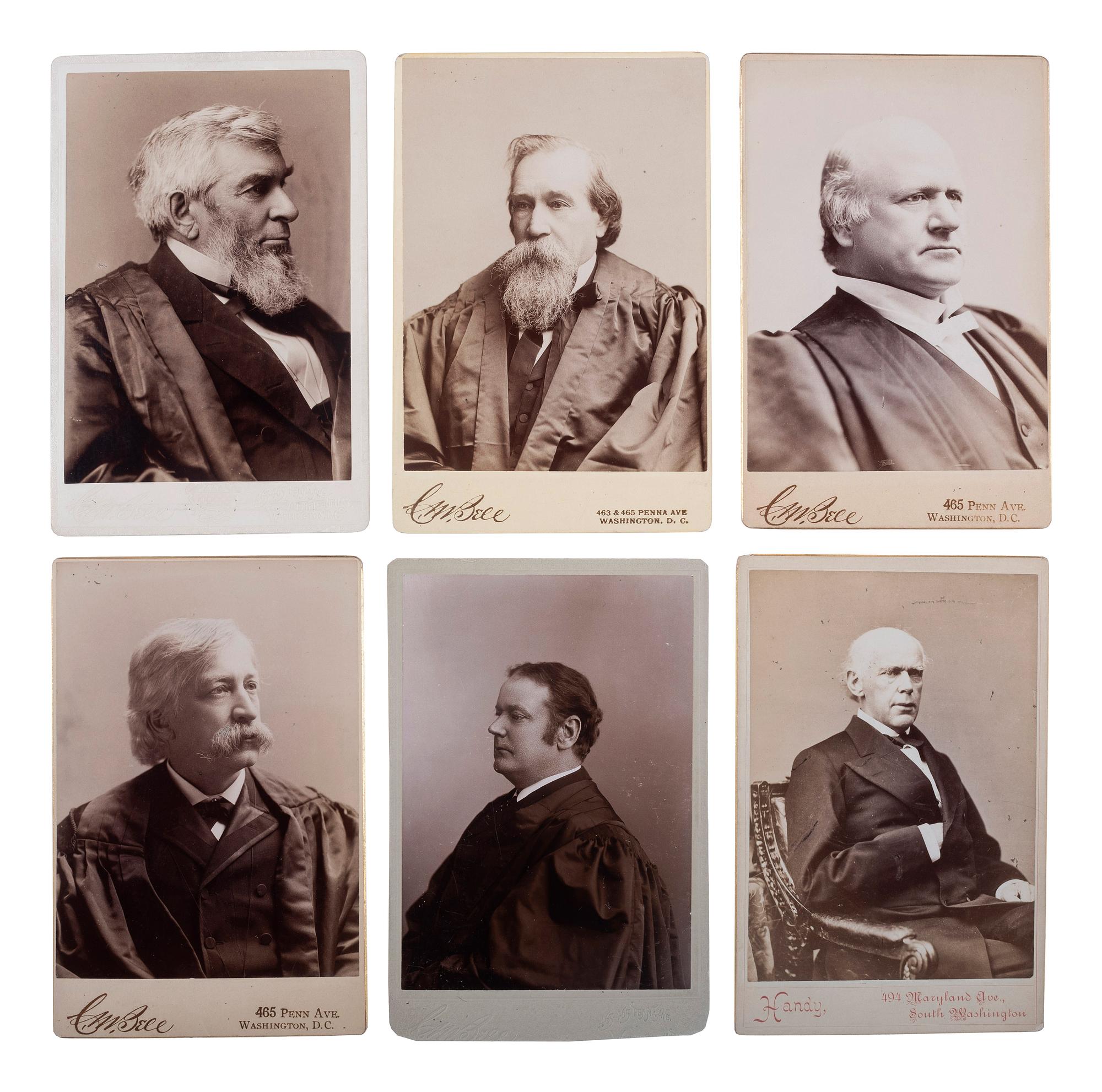 [SUPREME COURT]. A group of 6 cabinet card portraits of justices, notably Salmon P. Chase and other chief justices, comprising: