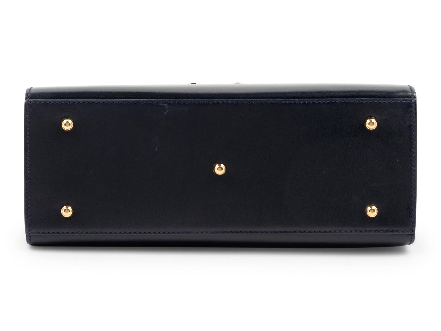 Gucci Navy Leather Front Lock Handbag