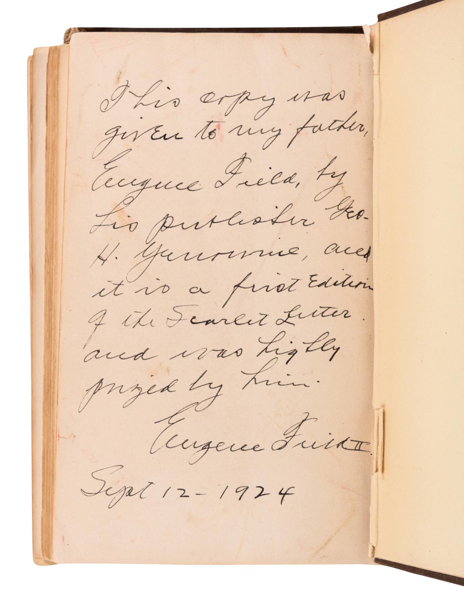 HAWTHORNE, Nathaniel (1804-1864). The Scarlet Letter, A Romance . Boston: Ticknor, Reed, and Fields, 1850.