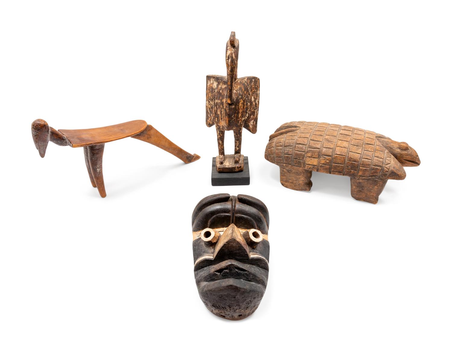 A Group of Carved Wooden African Objects