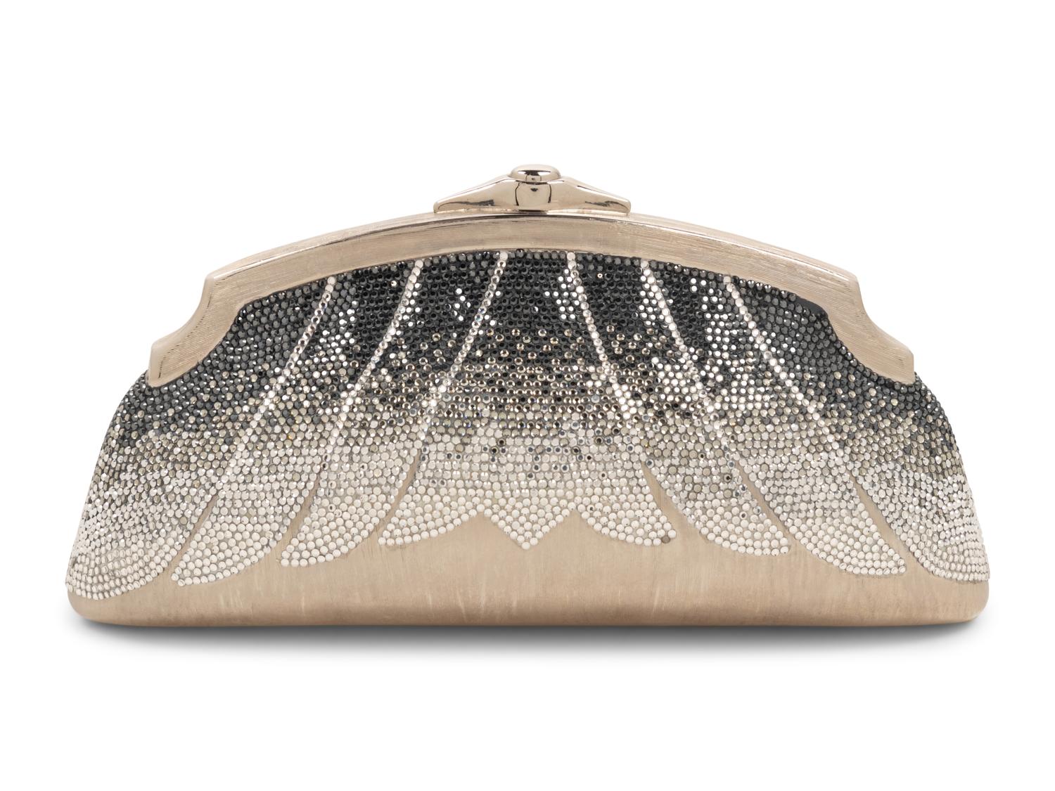 Judith Leiber Silver and Gray Rhinestone Minaudière